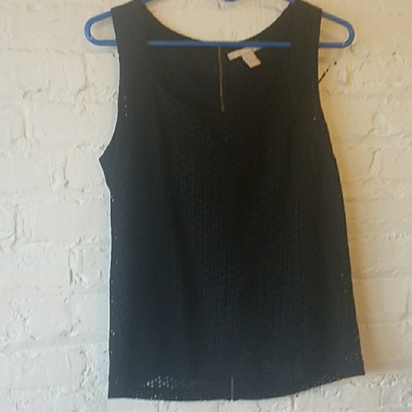 Black full back zip lined eyelet tank - Picture 1 of 5